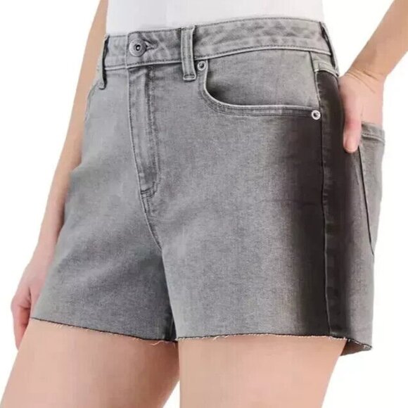 NEW! INC International Concepts Shorts High Rise Frayed Hem Denim Gray 12 Cotton - Picture 3 of 16